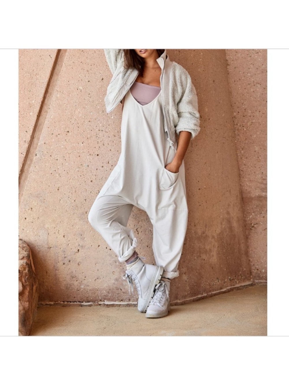 Free People Hot Shot Onesie, green smoke, XS